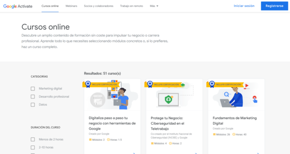 Las 5 mejores webs en español para aprender a programar gratis Google activate
